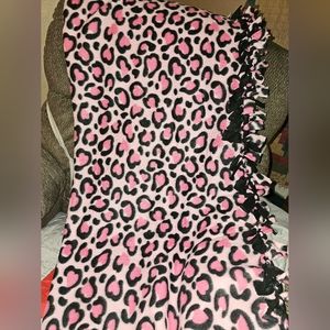 Authentic Handmade by myself  Joann's  50x60in Pink/Black Leopard Tie Blanket